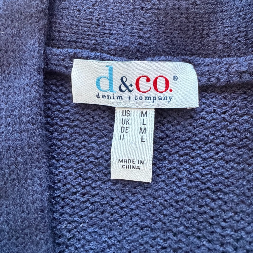 Denim & Co Navy Crab Nautical Cardigan Sweater Size Medium Coastal Preppy - Picture 5 of 6